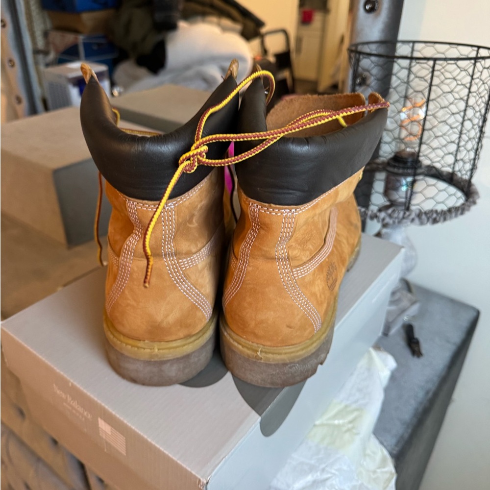 Tan Leather Boots with Black Collar